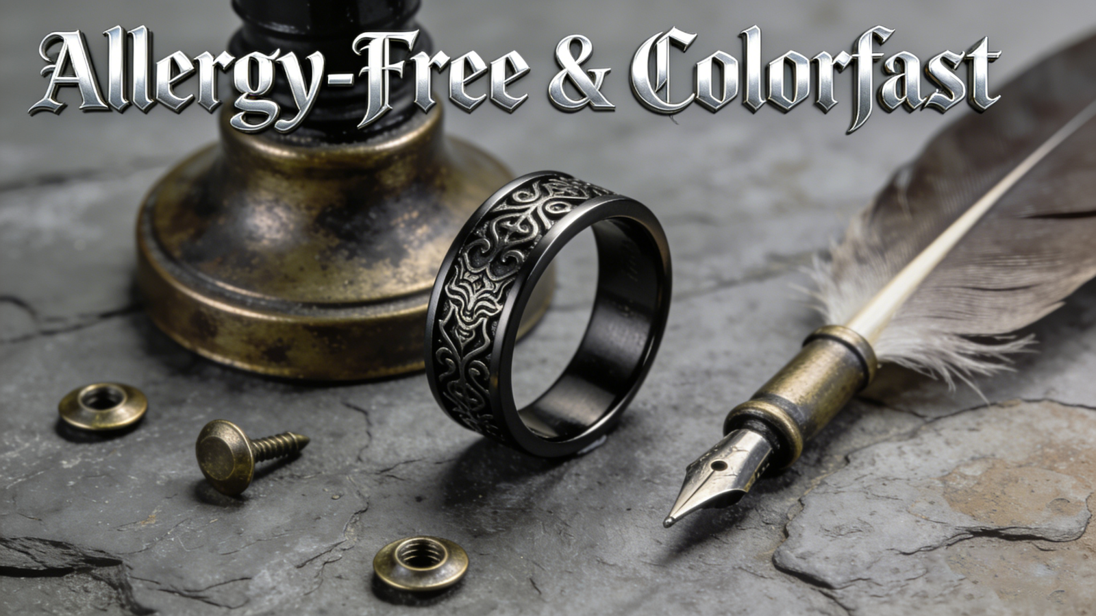 生成英文展示的不锈钢饰品图片