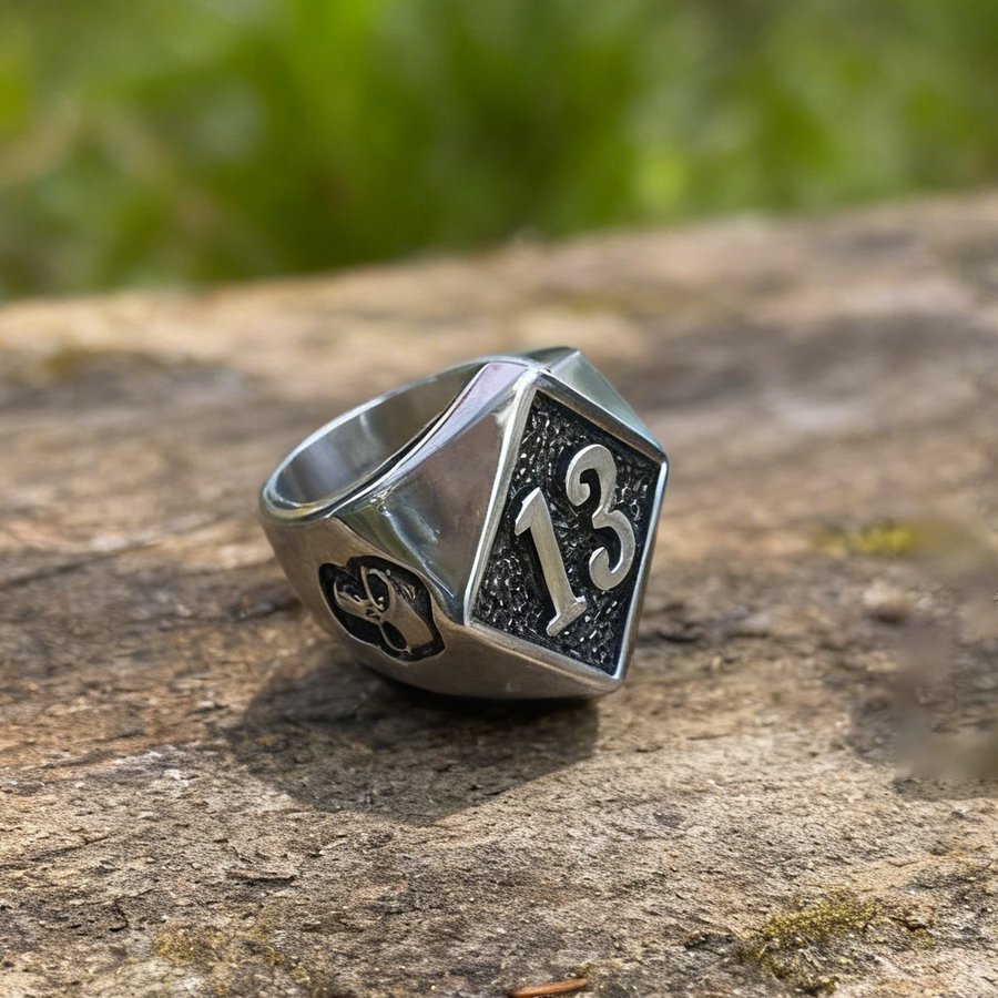 Men's Stainless Steel Biker Ring with Number 13, European & American Hot Sale, Wholesale & Customization - 图片 7