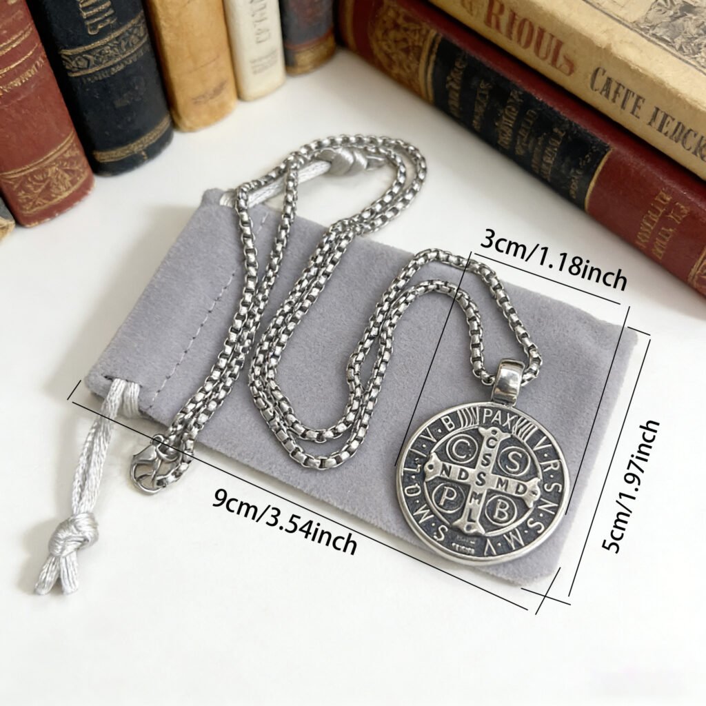 Religious Cross St. Benedict Stainless Steel Pendant