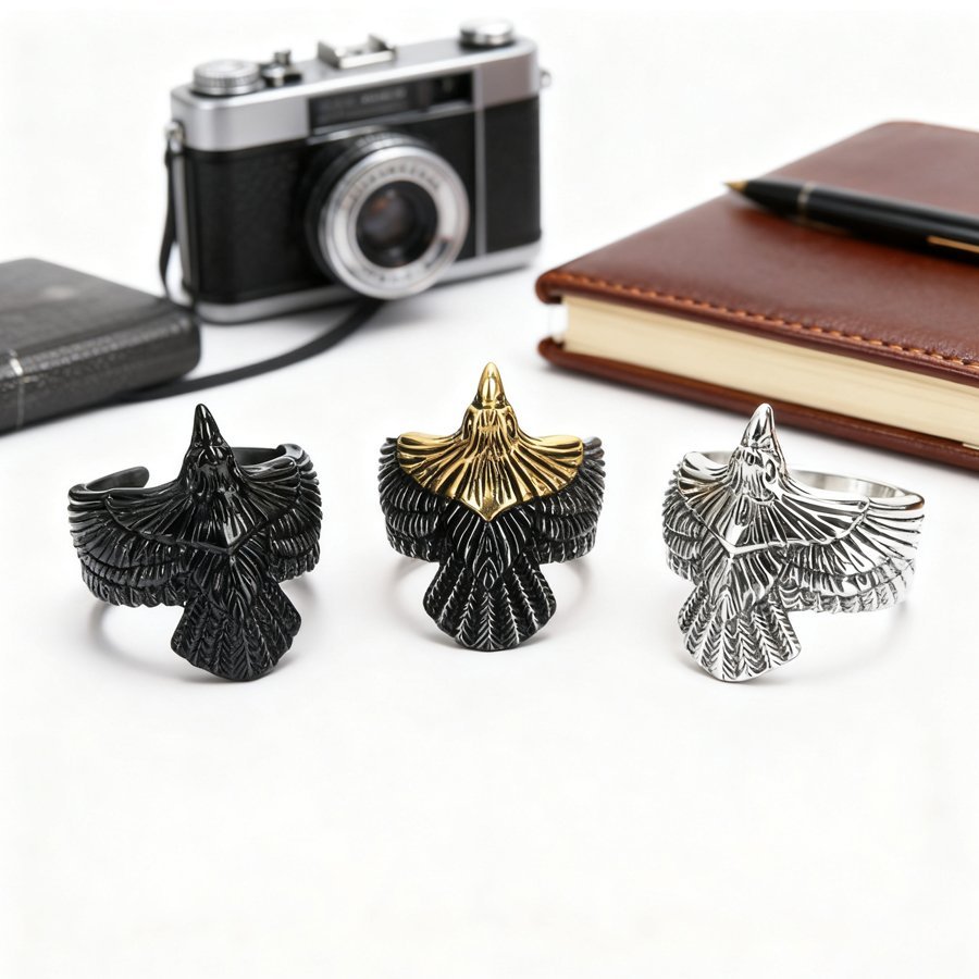 mens stainless steel rings - detail