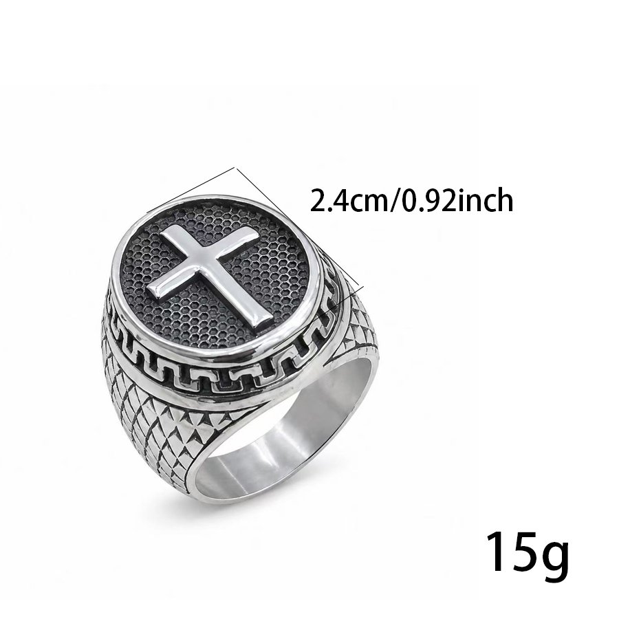 Anillo sello con cruz redonda de acero inoxidable al mayoreo - Image 5