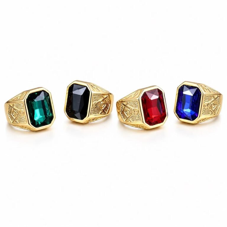 Masonic Glass Stone Spinner Ring Wholesale | Freemason Jewelry