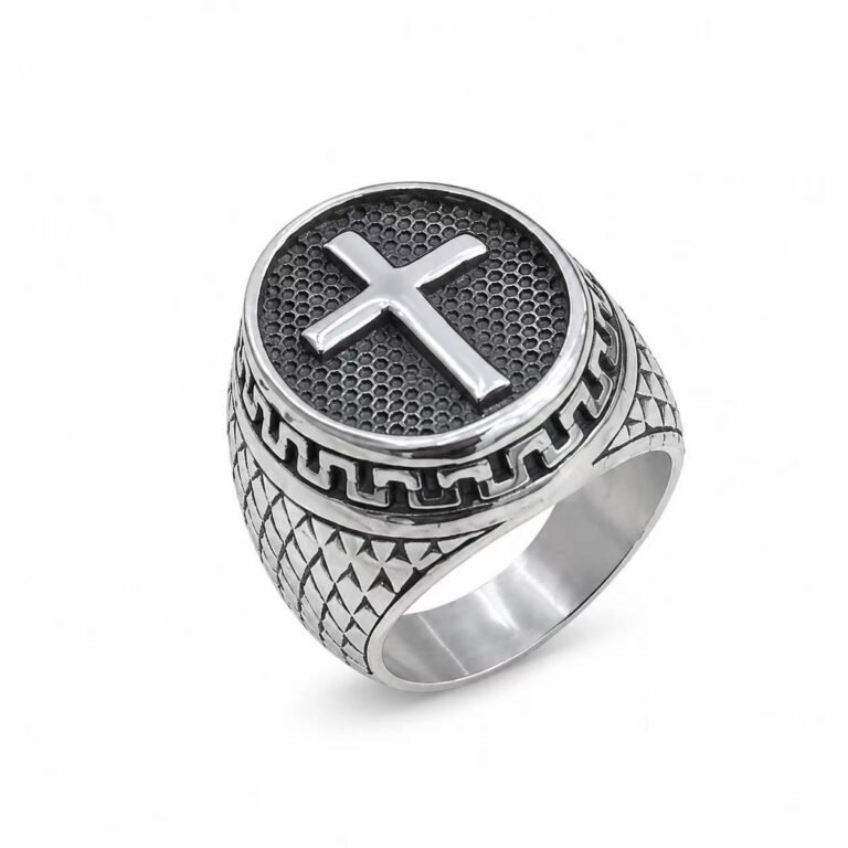 Round Cross Stainless Steel Signet Ring Wholesale