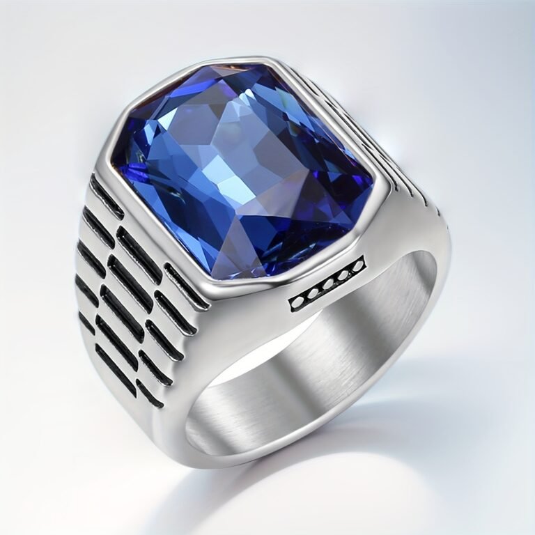 hip hop square gemstone ring wholesale men's fashion jewelry