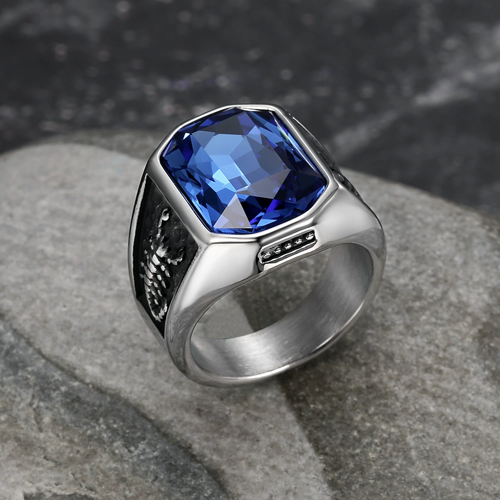 Hip Hop Scorpion Diamond Ring Men Blue Diamond Street Style