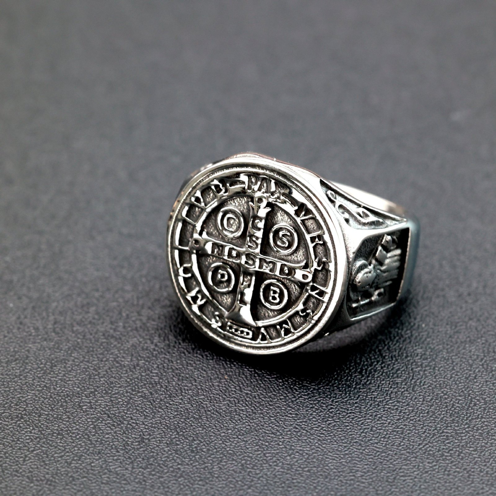St. Benedict cross exorcism ring wholesale religious jewelry - product view 3