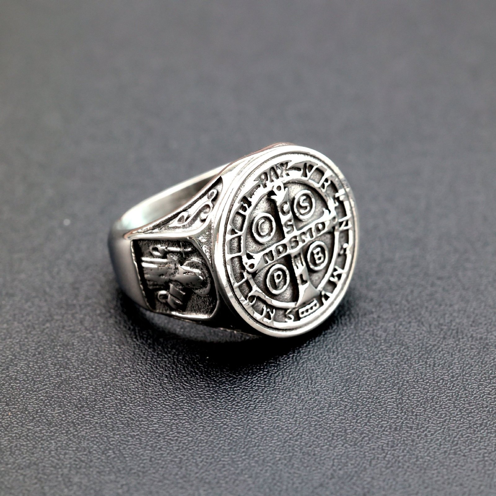 St. Benedict cross exorcism ring wholesale religious jewelry - product view 4