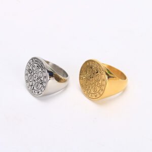 Saint Benedict cross stainless steel ring wholesale religious jewelry
