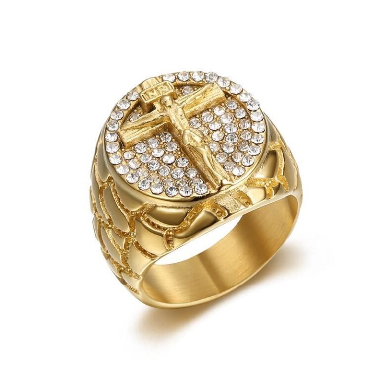 Jesus Crucifix Cross Stainless Steel Hip Hop Ring Wholesale