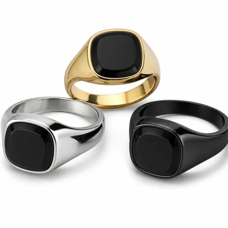 316L stainless steel black stone ring wholesale main view