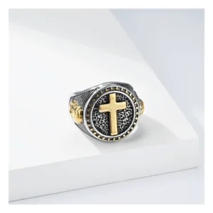 316L stainless steel cross ring wholesale white background main view