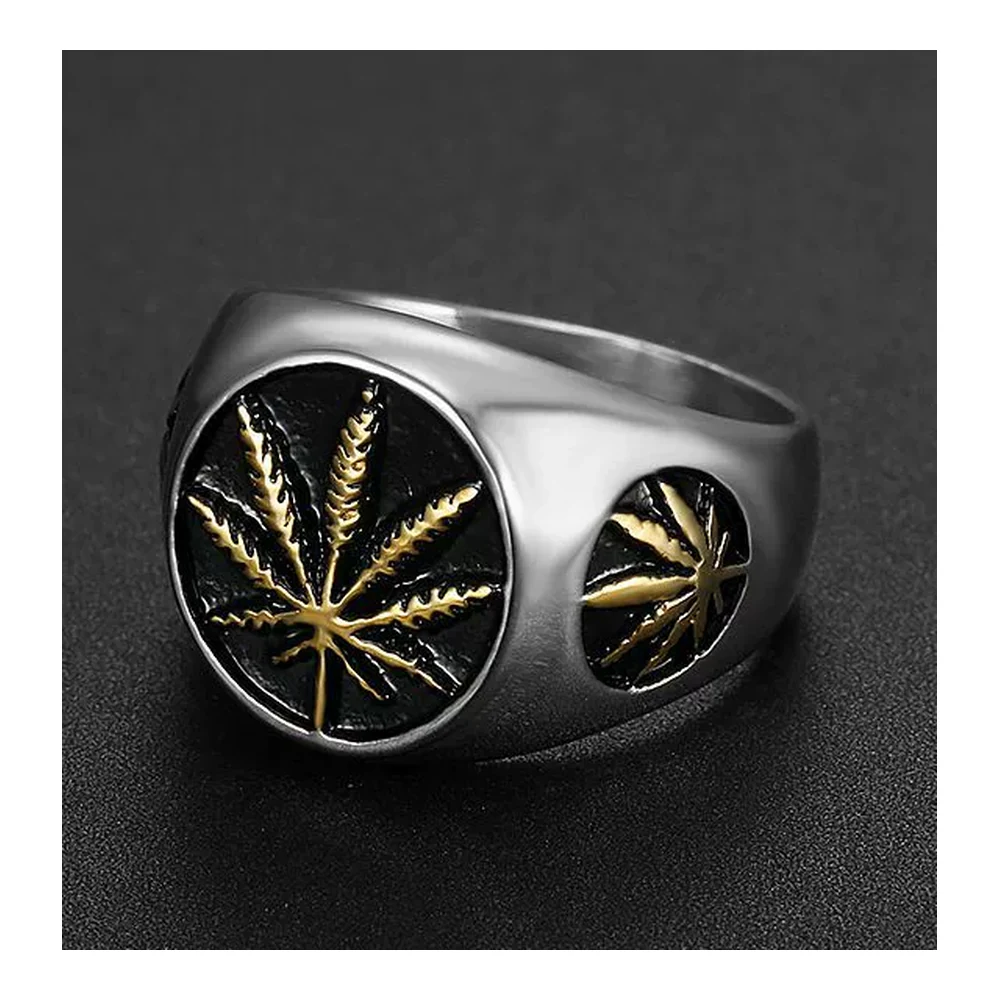 316L stainless steel leaf ring wholesale detail view