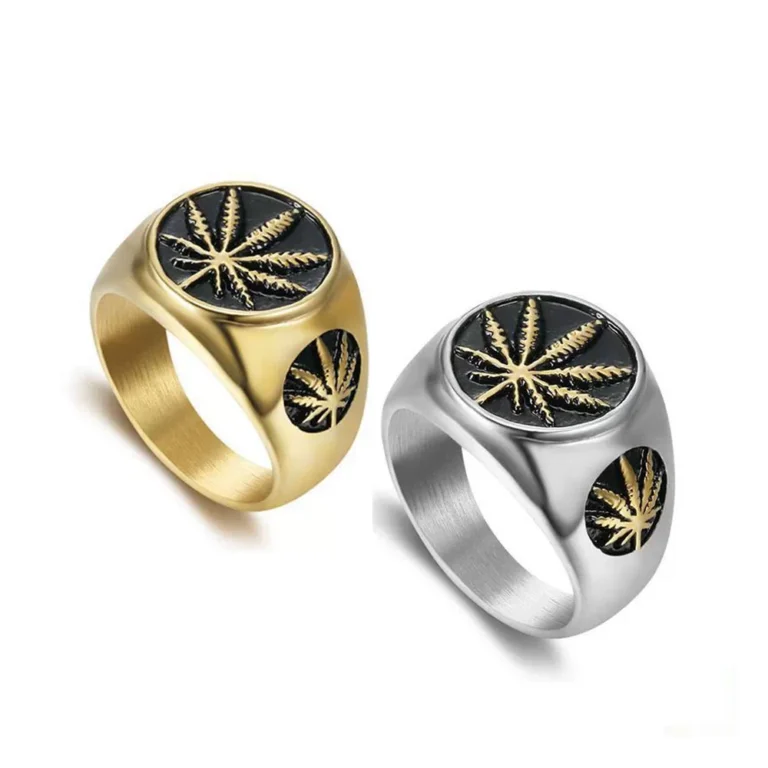 316L stainless steel leaf ring wholesale main white background view