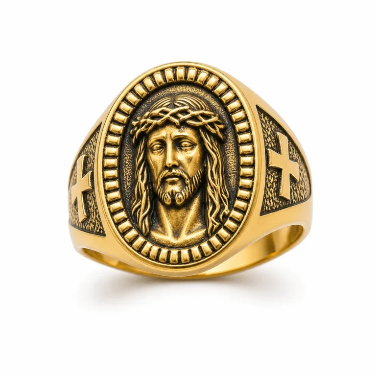316L stainless steel religious ring wholesale white background main view