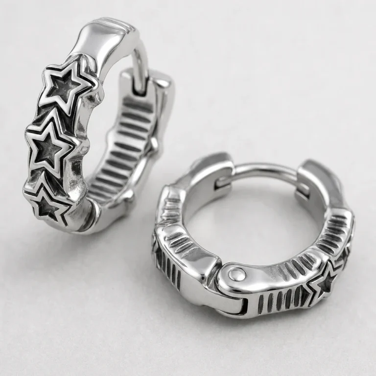 316L stainless steel star huggie earrings wholesale product view 3