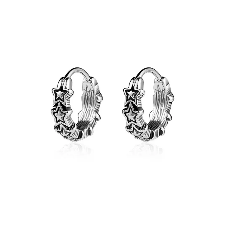 316L stainless steel star huggie earrings wholesale main white background