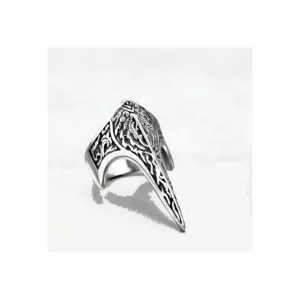 316L stainless steel Viking raven ring wholesale main white background