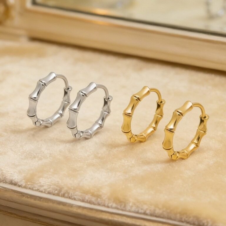 316L Stainless Steel Bamboo Hoop Earrings Wholesale