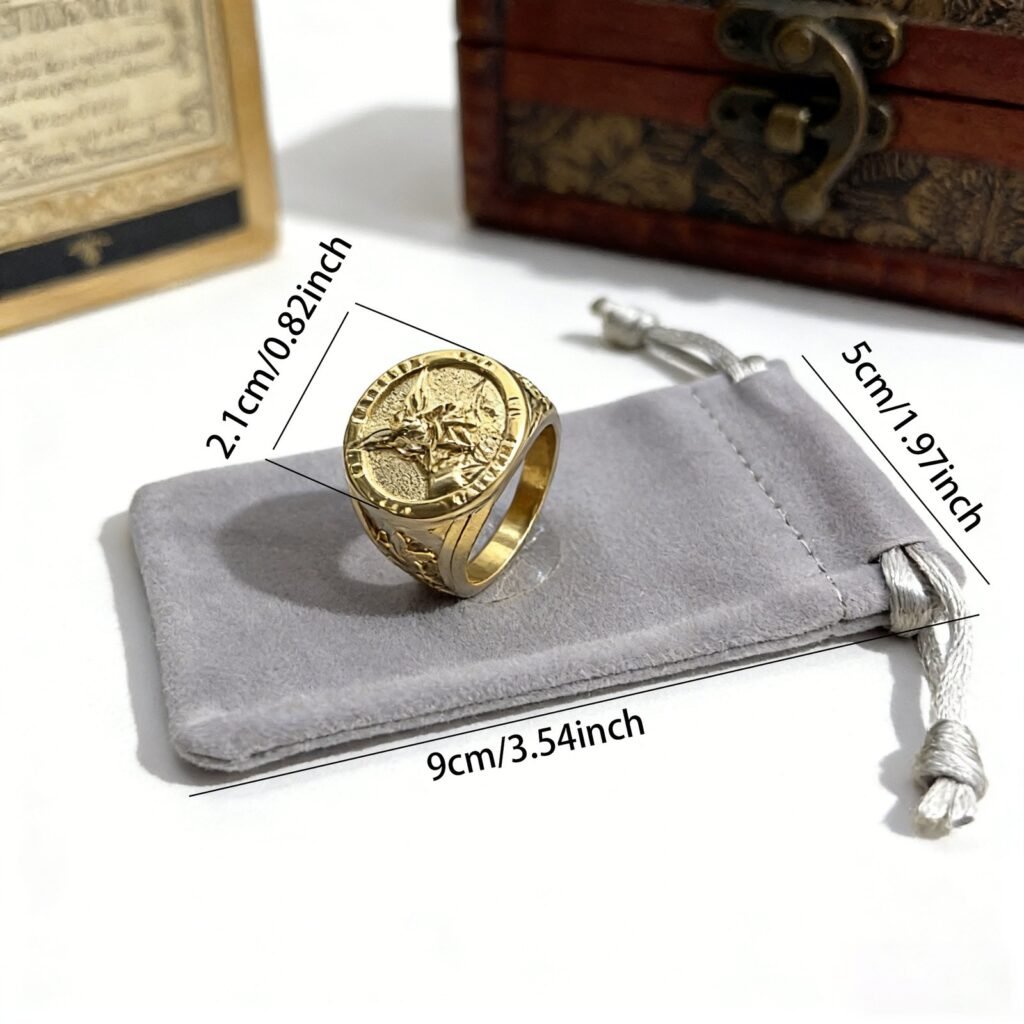 Archangel Michael stainless steel angel ring wholesale religious jewelry - product view 4