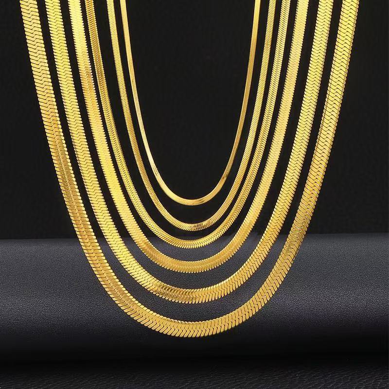 stainless steel flat snake chain necklace wholesale product view 3