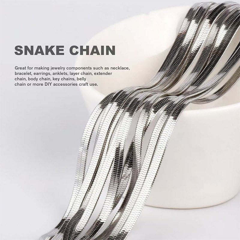 stainless steel flat snake chain necklace wholesale product view 2