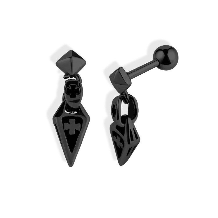 316L stainless steel cross drop earrings wholesale product view 3