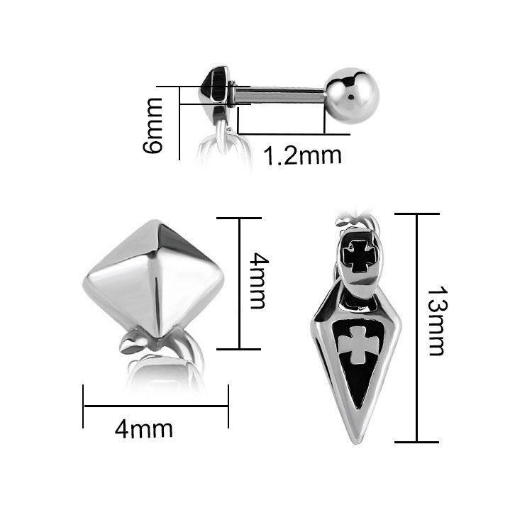 316L stainless steel cross drop earrings wholesale product view 4