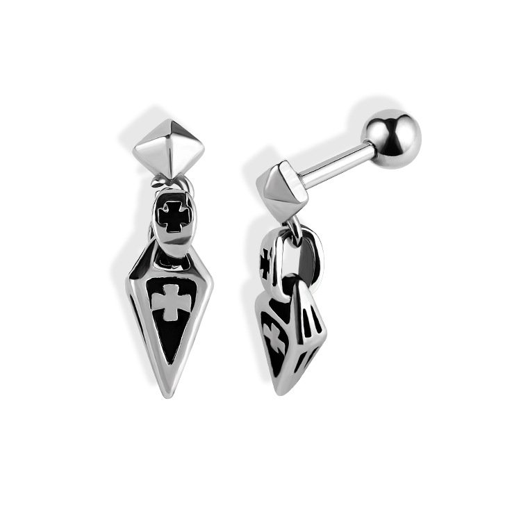 316L stainless steel cross drop earrings wholesale product view 5