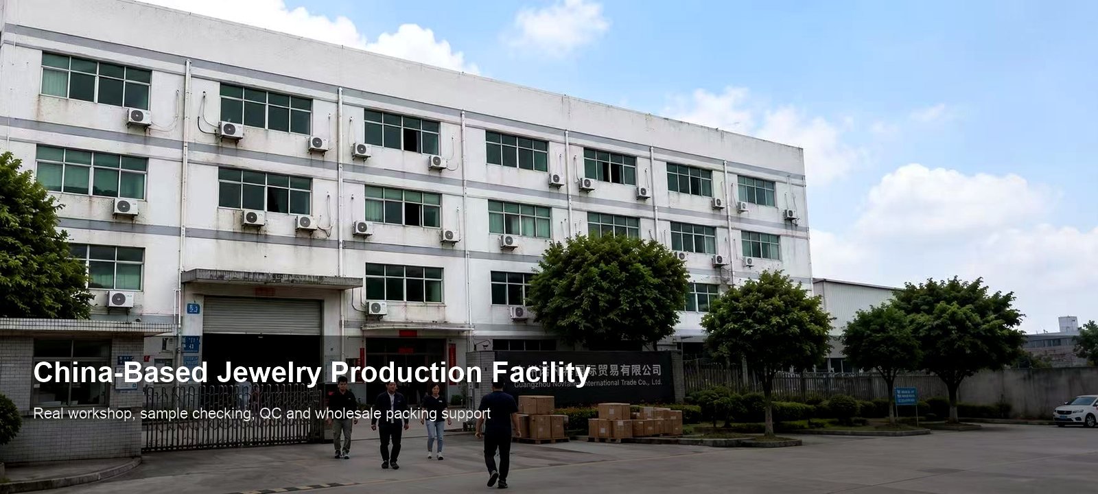 GZN jewelry production facility entrance in China for stainless steel jewelry wholesale buyers
