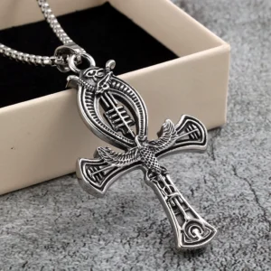 Vintage Egyptian Double-Sided Ankh Cross Pendant Titanium Steel Necklace for Men Wholesale main product image