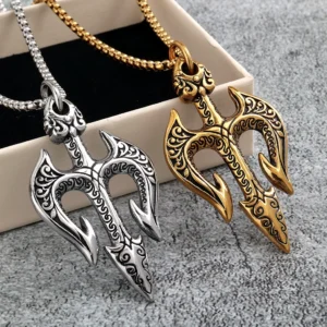 Vintage Neptune Trident Pendant Titanium Steel Necklace for Men Wholesale main product image