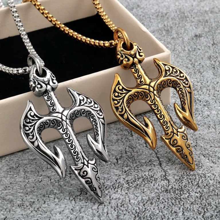 Vintage Neptune Trident Pendant Titanium Steel Necklace for Men Wholesale main product image