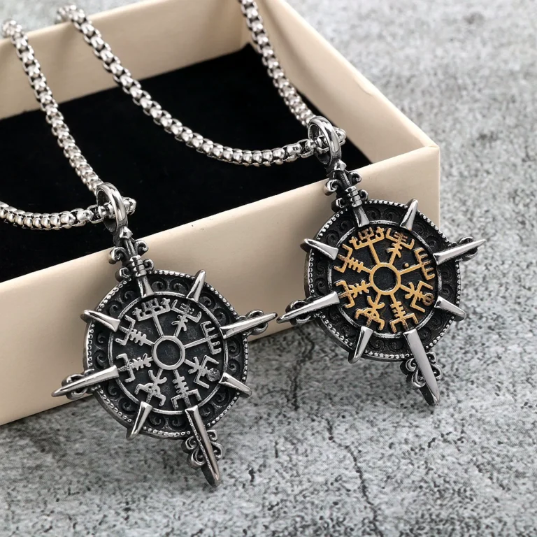 Vintage Nordic Viking Compass Rune Pendant Titanium Steel Necklace for Men Wholesale main product image