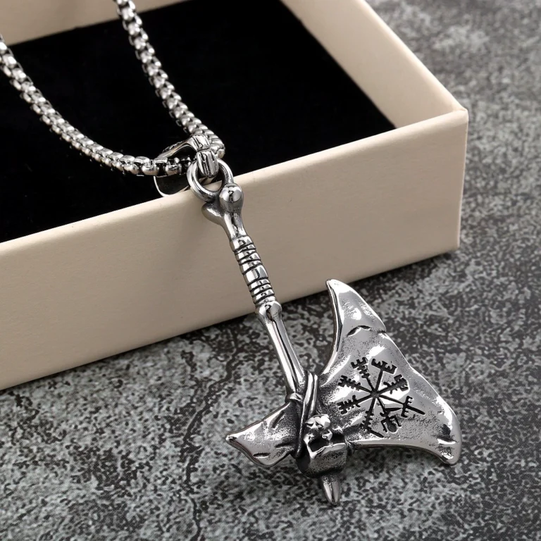 Vintage Punk Viking Axe Pendant Titanium Steel Necklace for Men Wholesale main product image