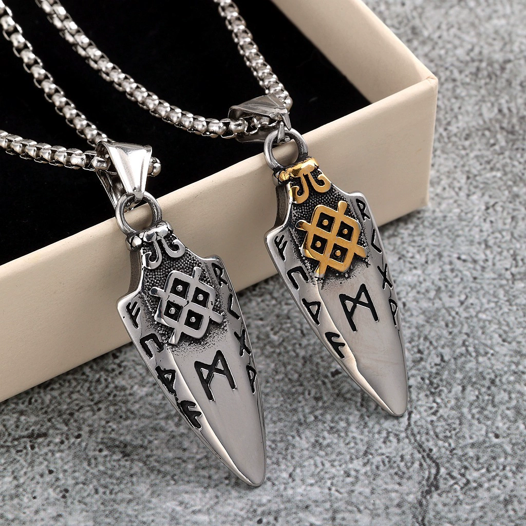 Vintage Celtic Knot Double-Sided Pendant Titanium Steel Necklace for Men Wholesale product view 2