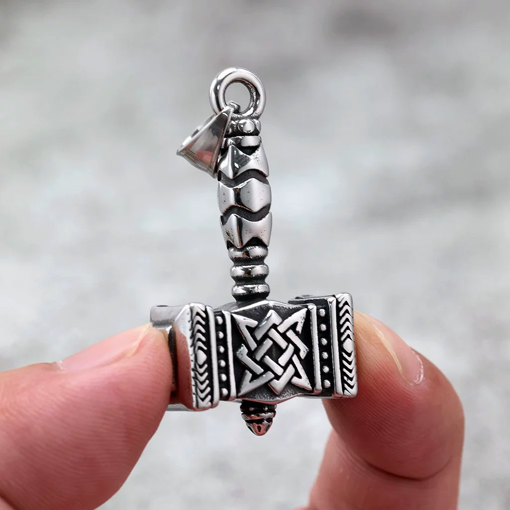 Vintage Slavic Thor's Hammer Pendant Titanium Steel Necklace for Men Wholesale product view 3