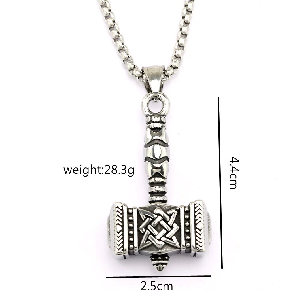 Vintage Slavic Thor's Hammer Pendant Titanium Steel Necklace for Men Wholesale product view 5