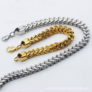 stainless steel reversible chain necklace wholesale main white background