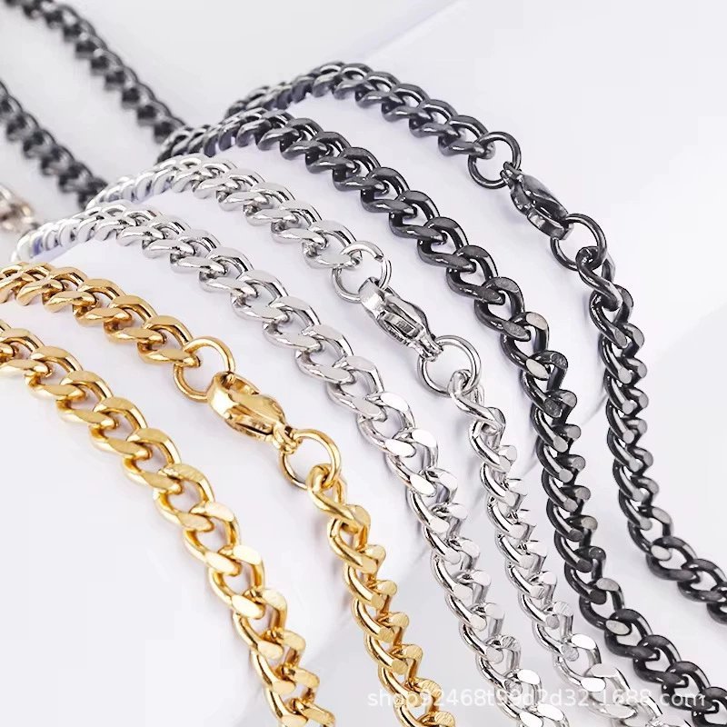 Stainless Steel Hip-Hop Multi-Size Necklace - Single Weave Cuban Chain - Casual Chain