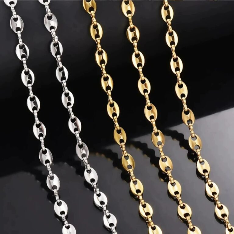Stainless Steel Coffee Bean Chain - Cuban Chain Necklace & Bracelet Set wholesale main product image