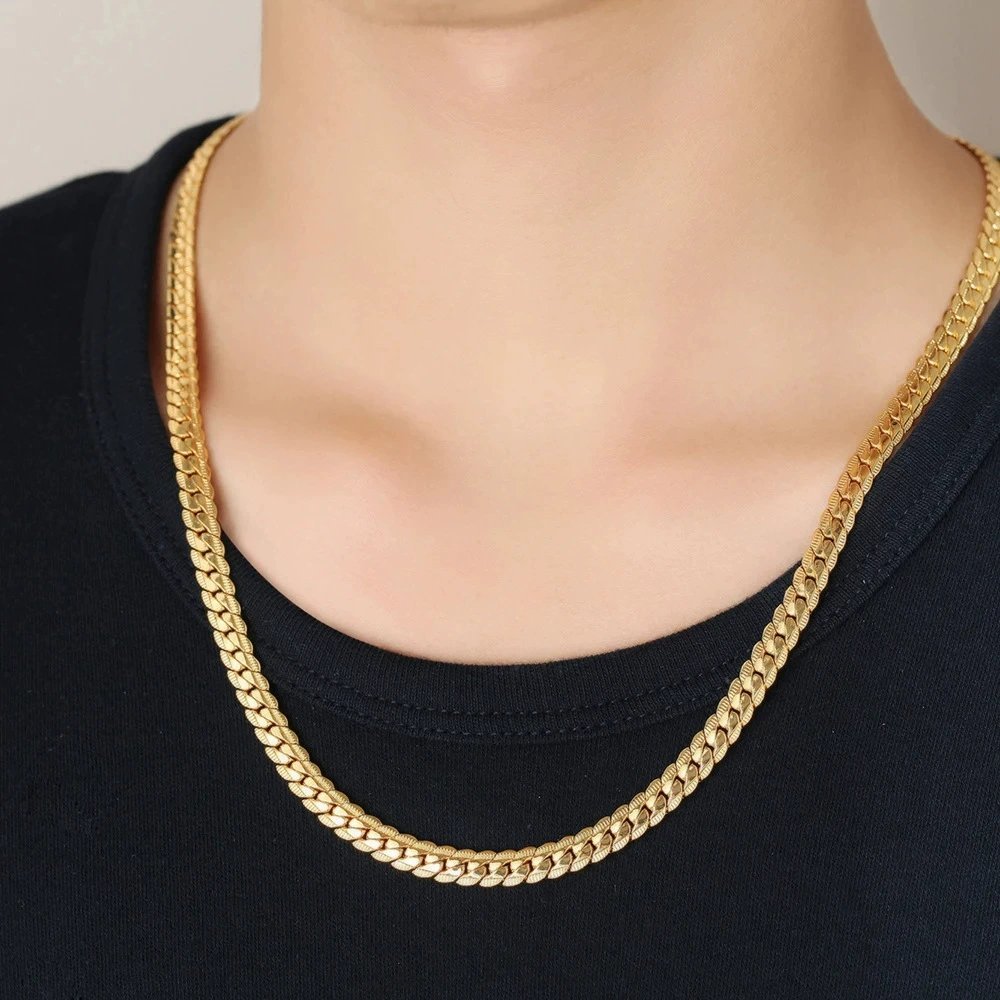 Hip-Hop Cuban Chain - Encrypted Pressed Flower Chain - Flat Side Cuban Chain wholesale product view 3