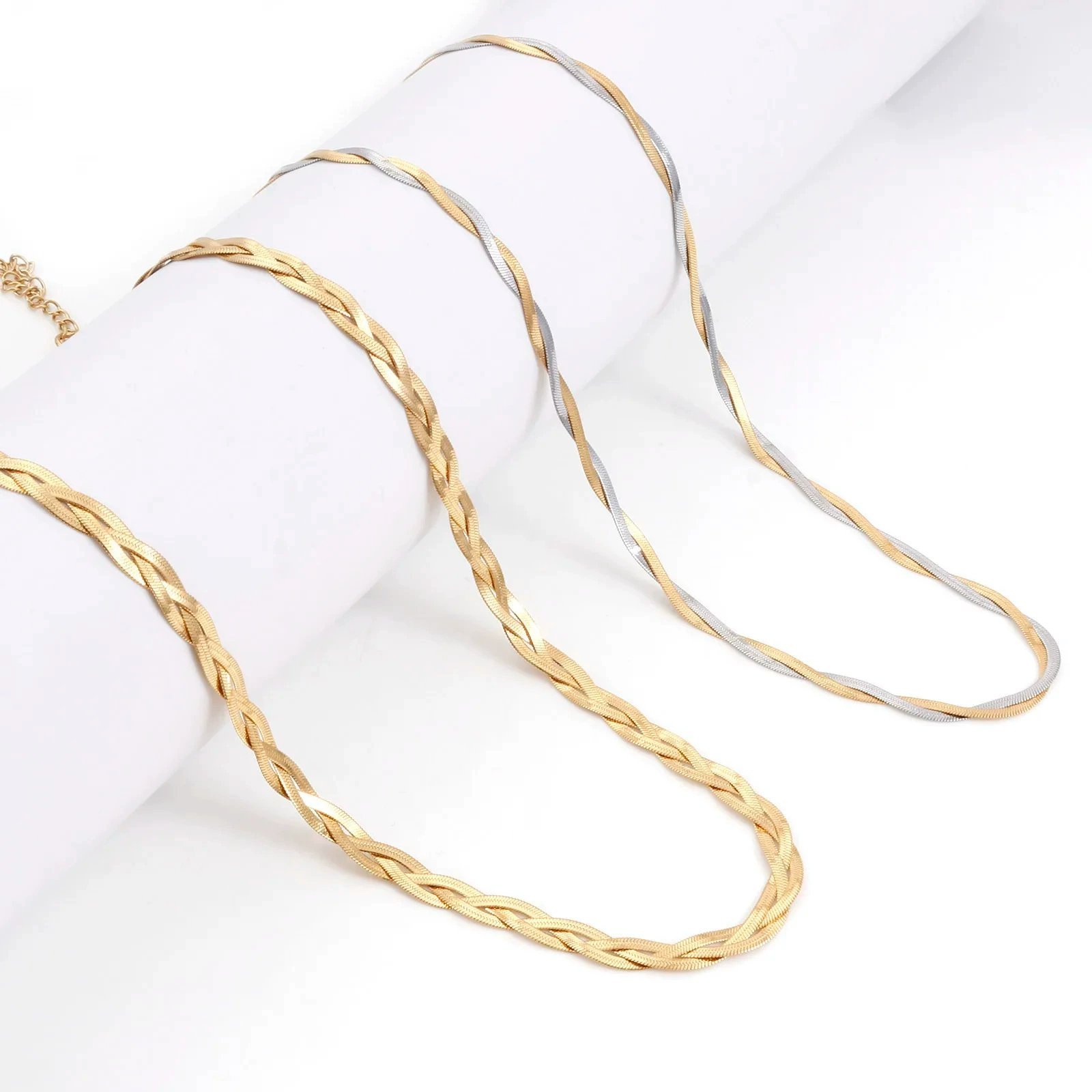 Titanium Steel Snake Bone Chain - Double/Triple Strand Bracelet & Necklace - Image 3