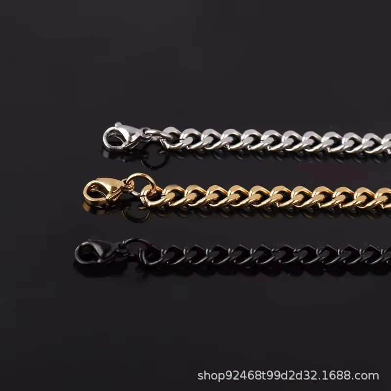 Stainless Steel Hip-Hop Multi-Size Necklace - Single Weave Cuban Chain - Casual Chain - Image 4