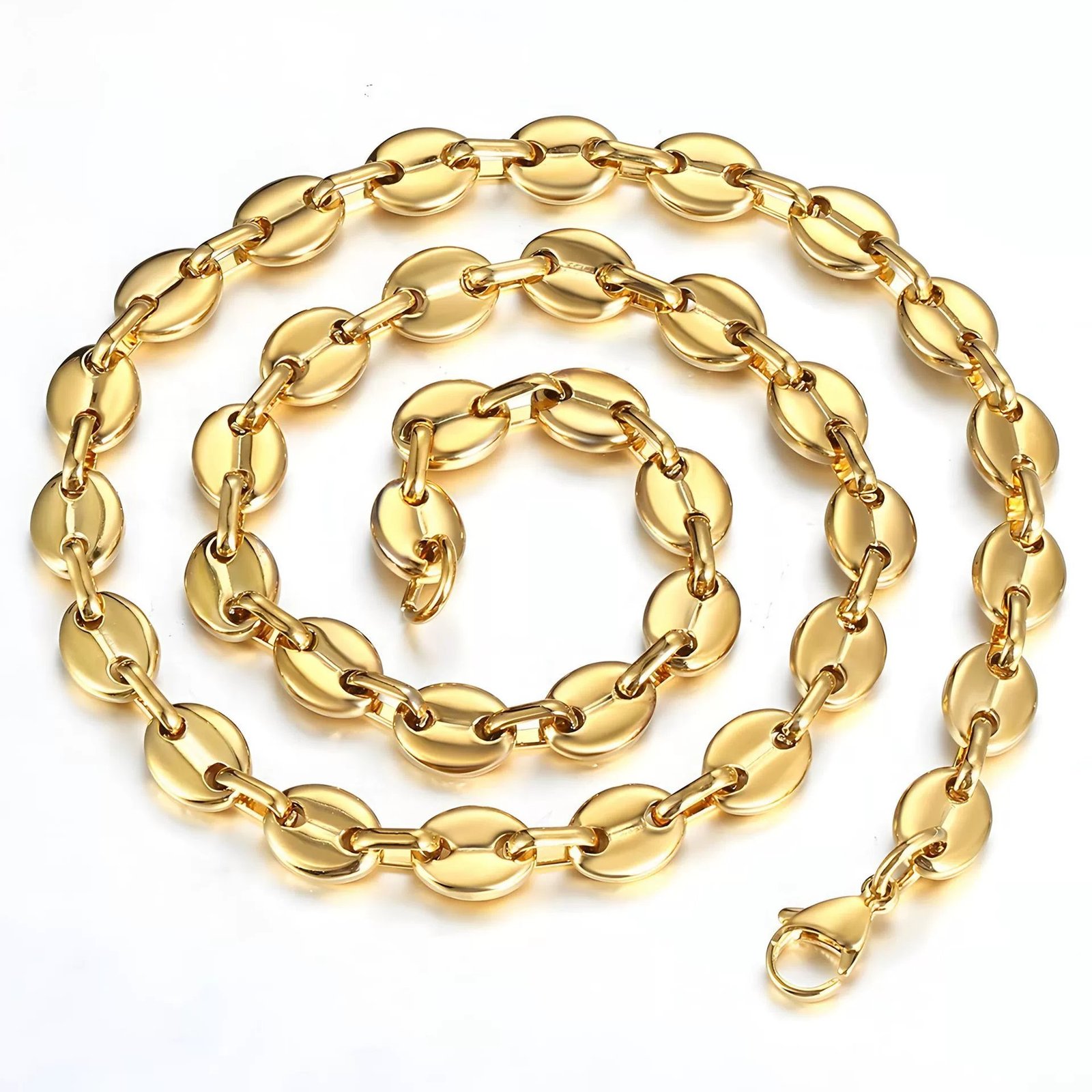 Stainless Steel Pig Nose Chain - European Hip-Hop Coffee Bean Bracelet & Necklace wholesale product view 4