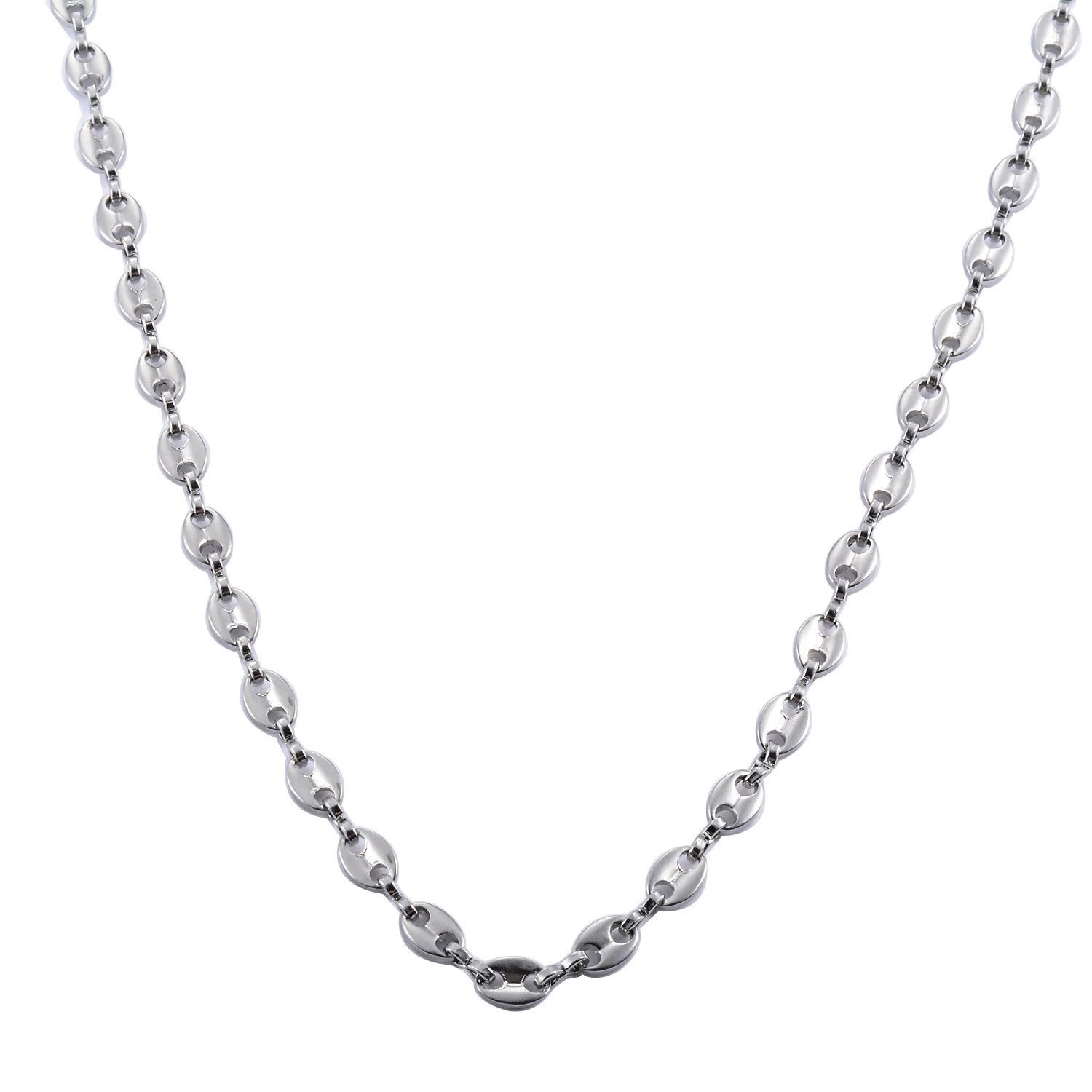 Stainless Steel Coffee Bean Chain - Cuban Chain Necklace & Bracelet Set - Image 4