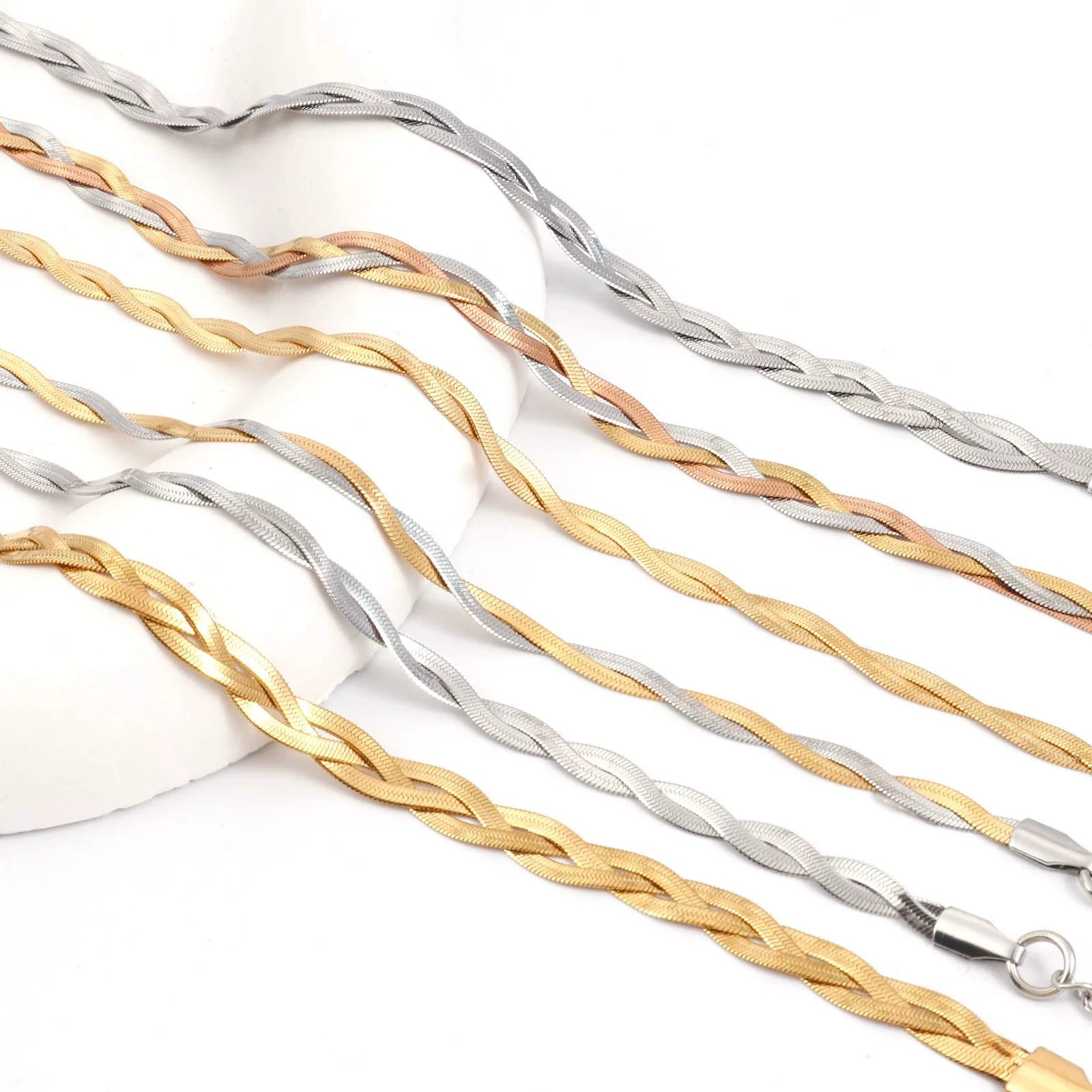 Titanium Steel Snake Bone Chain - Double/Triple Strand Bracelet & Necklace - Image 5