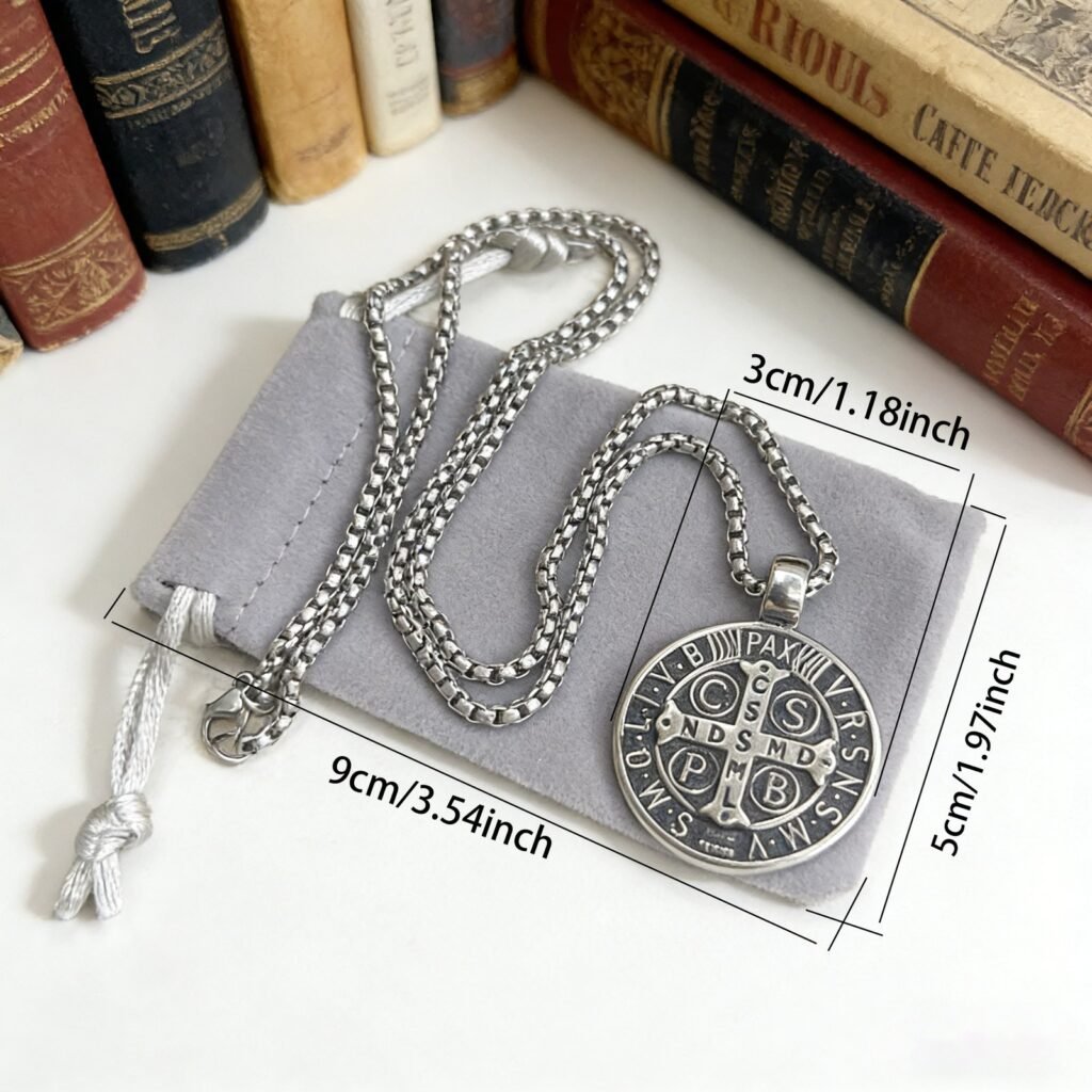 St. Benedict cross stainless steel pendant wholesale religious necklace jewelry - product view 3