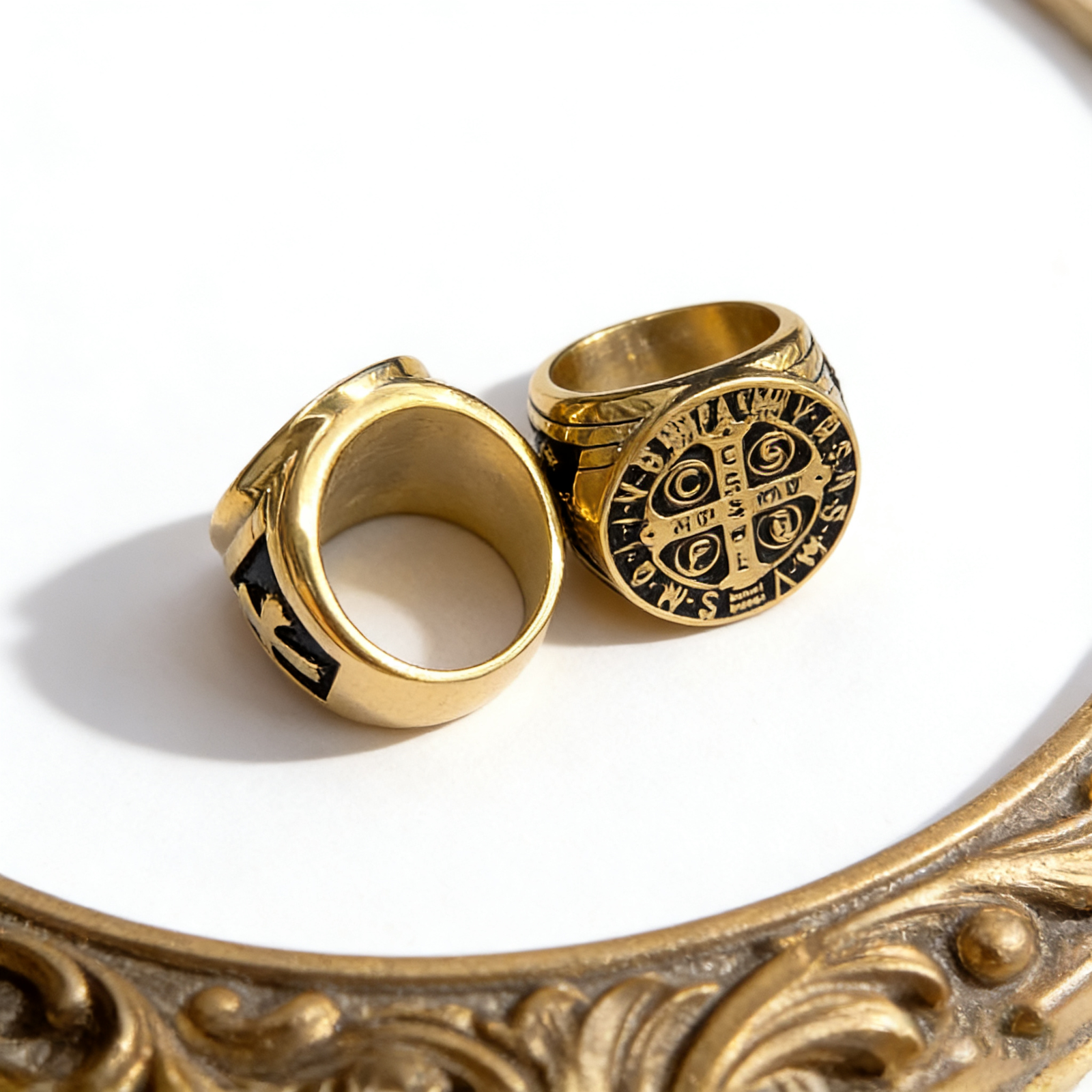St. Benedict cross stainless steel ring wholesale religious jewelry - product view 4