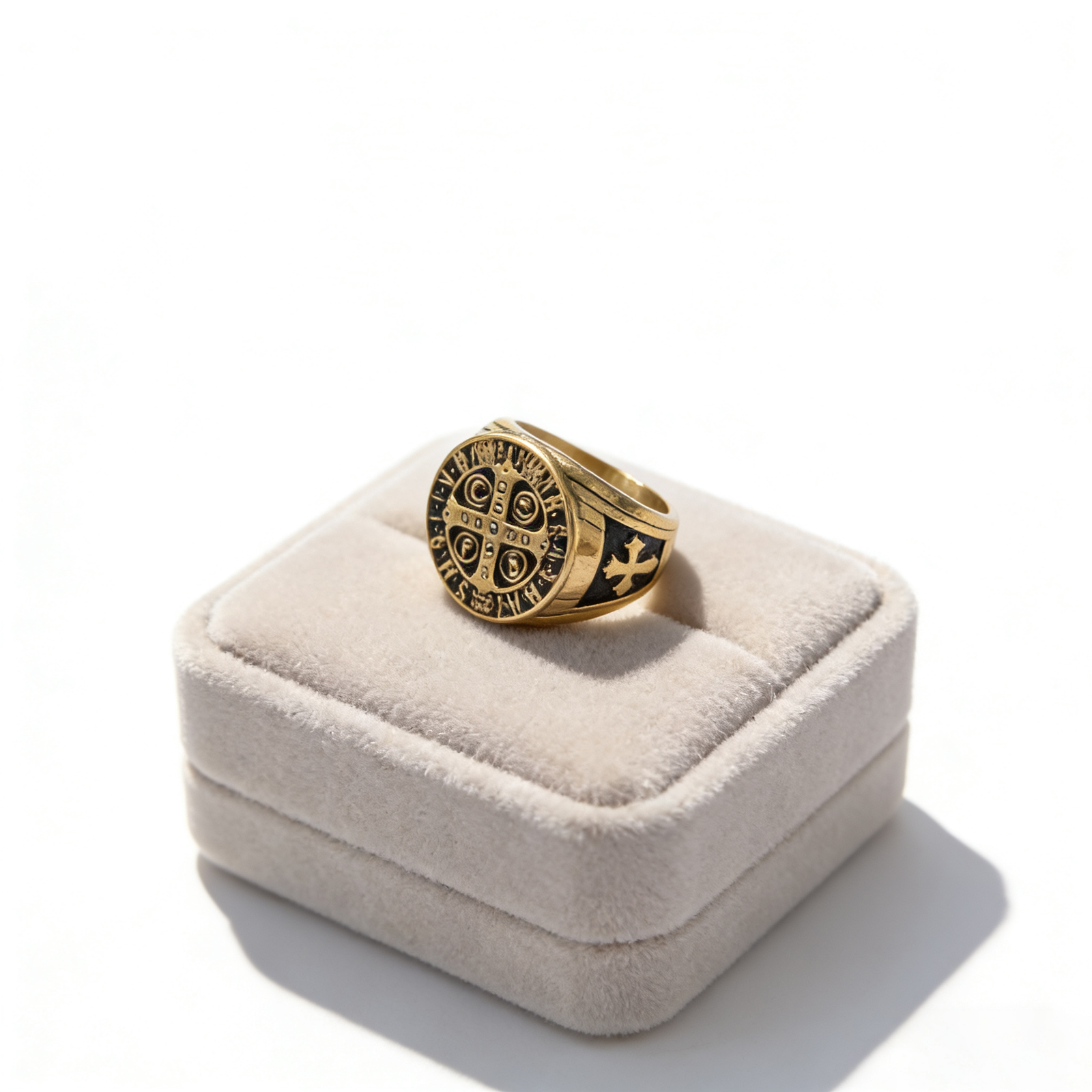 St. Benedict cross stainless steel ring wholesale religious jewelry - product view 5