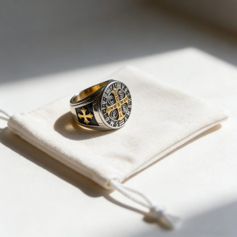 St. Benedict stainless steel religious ring wholesale Catholic jewelry